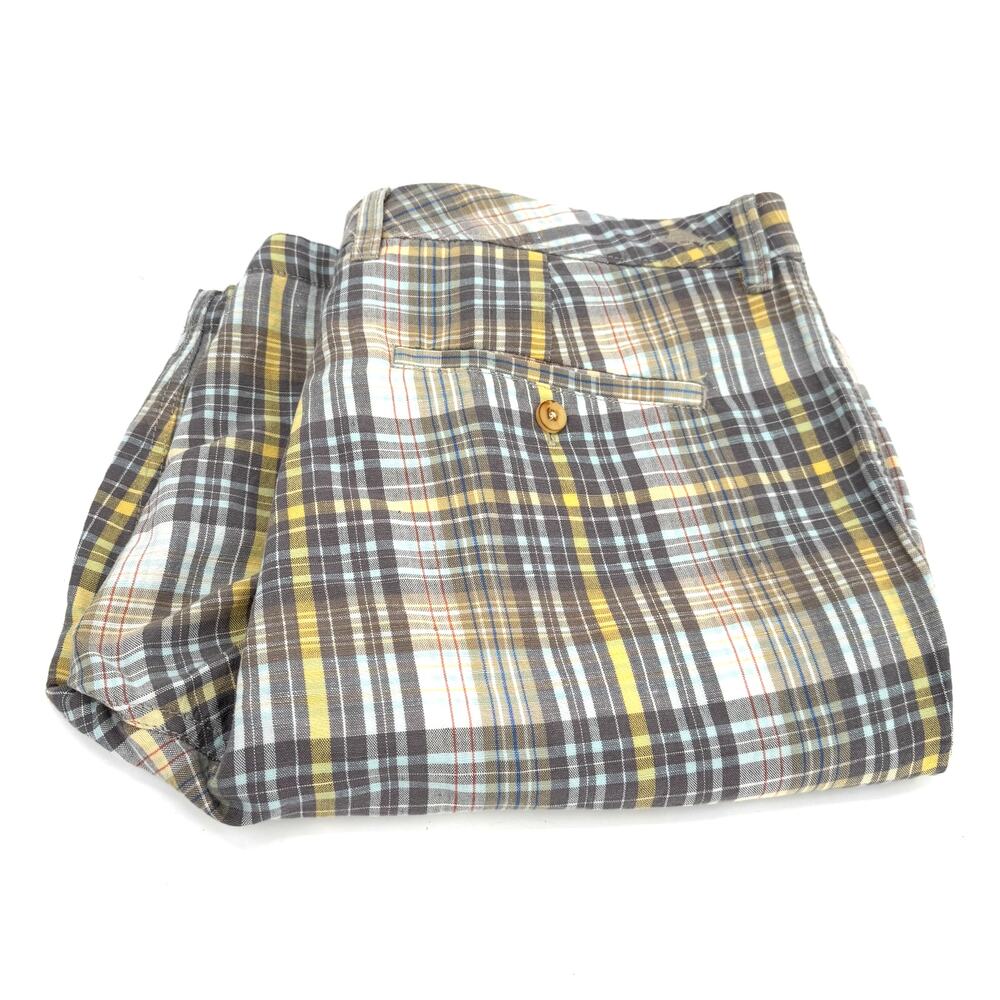 Tommy Bahama Shorts Mens 36 (38x9 ACTUAL) Plaid‎ Linen Tencel Blend Coastal